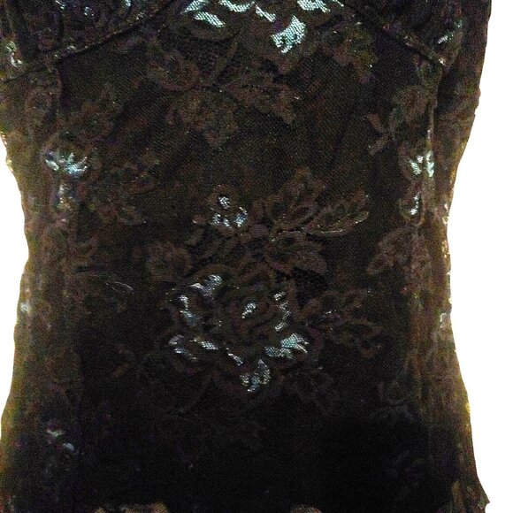 Kay Celine Black/Blue Lacy Grunge, Goth, Rocker Coquette Y2k Tank - Picture 4 of 9